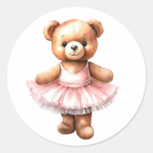Niedliches Teddybär Ballerina Tanzballet Runder Aufkleber