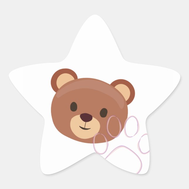 Niedliches Teddybärdesign auf Stern-Aufkleber (Vorderseite)