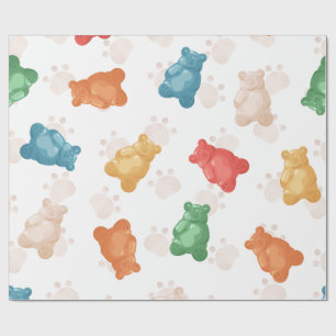 Niedliches Teddybärmuster - farbenfroh Geschenkpapier