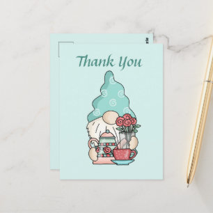 Niedliches Teehaus danke gnome Postkarte
