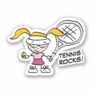 Niedliches Tennismädchen Cartoon, speziell Vinyl A Aufkleber