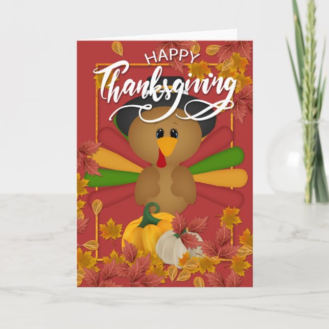 Niedliches Thanksgiving in der Türkei Karte (Vorderseite)