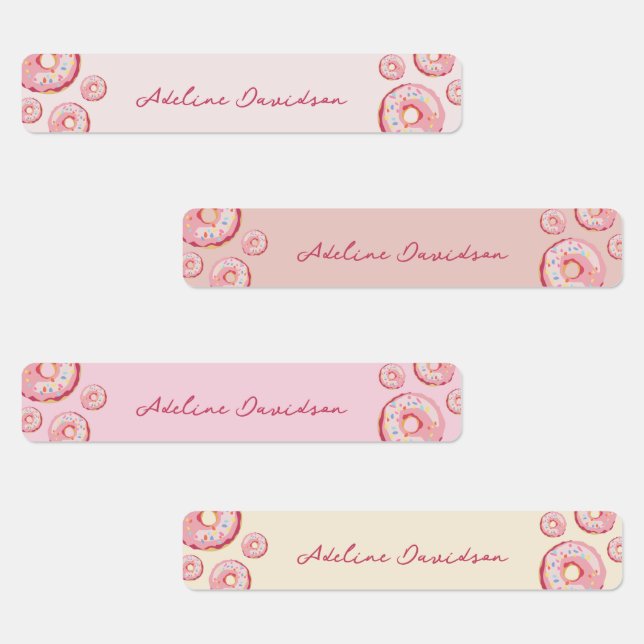 Niedliches Thema Donut Wasserfeste Kinder Name Etiketten (Gruppe)