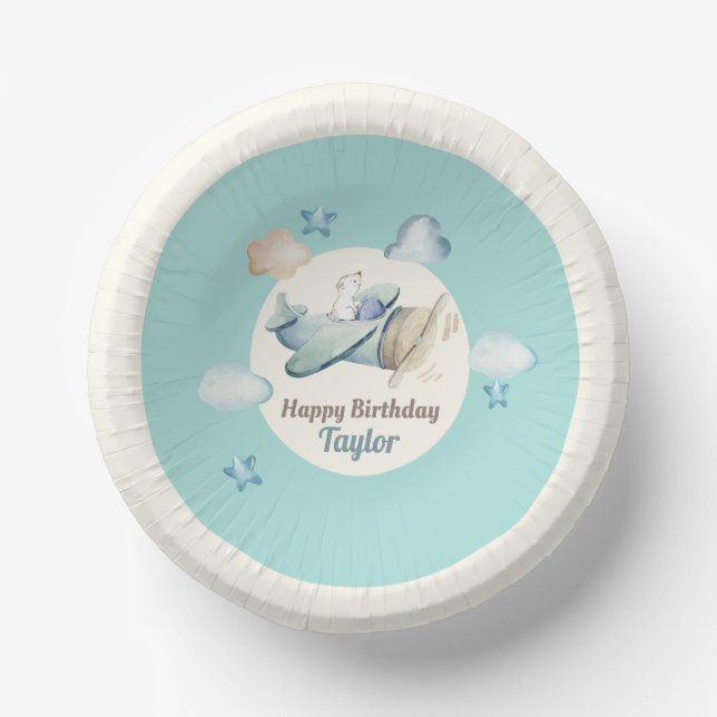 Niedliches Thema Luftfahrt Kindergeburtsfeier Pappteller (Vorderseite)