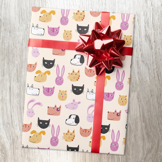 Niedliches Tier Geschenkpapier (Cute pet animal pattern gift wrapping paper roll)