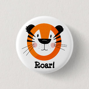 Niedliches Tiger Face Roar Art Button
