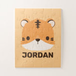 Niedliches Tiger mit Personalisiertem Namen<br><div class="desc">Ein niedliches Design,  das Ihren Tag aufhellt. Dieses Design bietet eine niedliche Tiger Cartoon-Abbildung mit personalisiertem Namen in braun modernen Sans Serif Schriftart Stil auf pastellorange Hintergrund. Perfekte personalisierte Geschenke für Kinder.</div>