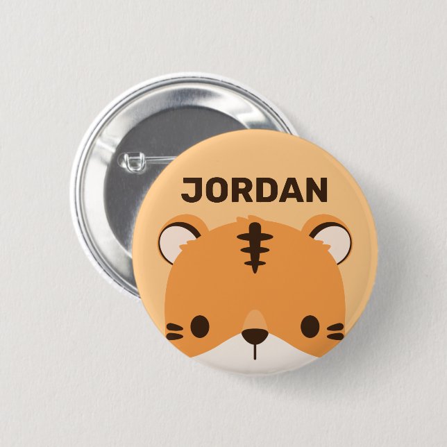 Niedliches Tiger mit Personalisiertem Namen Button (Vorne & Hinten)