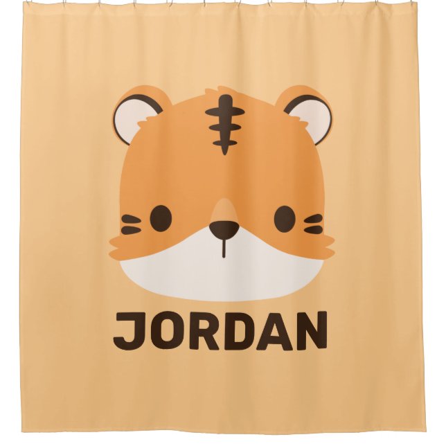 Niedliches Tiger mit Personalisiertem Namen Duschvorhang (Vorderseite)