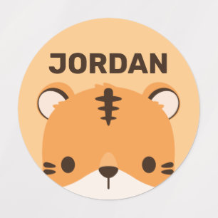 Niedliches Tiger mit Personalisiertem Namen Etiketten