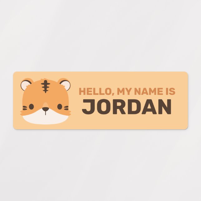 Niedliches Tiger mit Personalisiertem Namen Etiketten (Design 1)