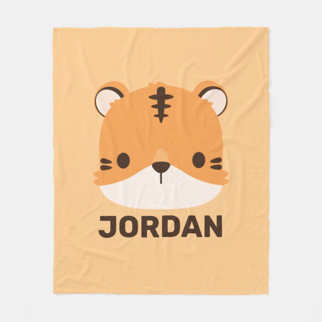 Niedliches Tiger mit Personalisiertem Namen Fleecedecke (Vorderseite)