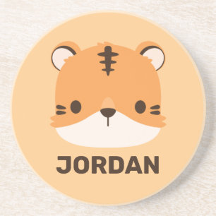 Niedliches Tiger mit Personalisiertem Namen Getränkeuntersetzer