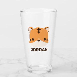 Niedliches Tiger mit Personalisiertem Namen Glas