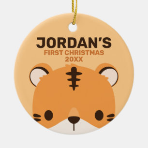 Niedliches Tiger mit Personalisiertem Namen Keramik Ornament