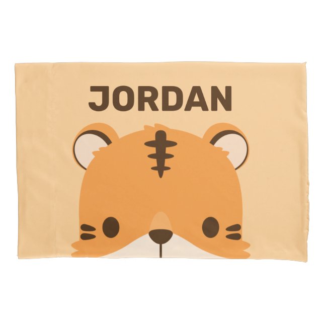 Niedliches Tiger mit Personalisiertem Namen Kissenbezug (Vorderseite)