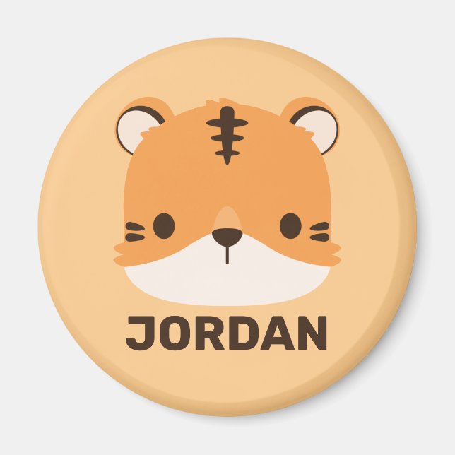 Niedliches Tiger mit Personalisiertem Namen Magnet (Vorne)