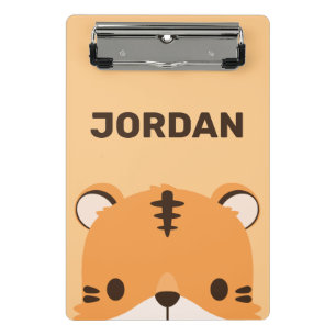Niedliches Tiger mit Personalisiertem Namen Mini Klemmbrett