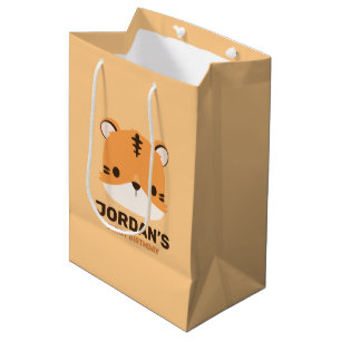Niedliches Tiger mit Personalisiertem Namen Mittlere Geschenktüte