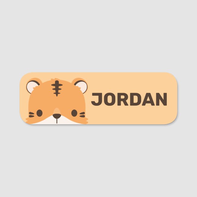 Niedliches Tiger mit Personalisiertem Namen Namensschild (Vorderseite)