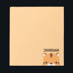 Niedliches Tiger mit Personalisiertem Namen Notizblock<br><div class="desc">Ein niedliches Design,  das Ihren Tag aufhellt. Dieses Design bietet eine niedliche Tiger Cartoon-Abbildung mit personalisiertem Namen in braun modernen Sans Serif Schriftart Stil auf pastellorange Hintergrund. Perfekt zurück zu den Schulgeschenken für Kinder.</div>
