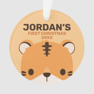 Niedliches Tiger mit Personalisiertem Namen Ornament