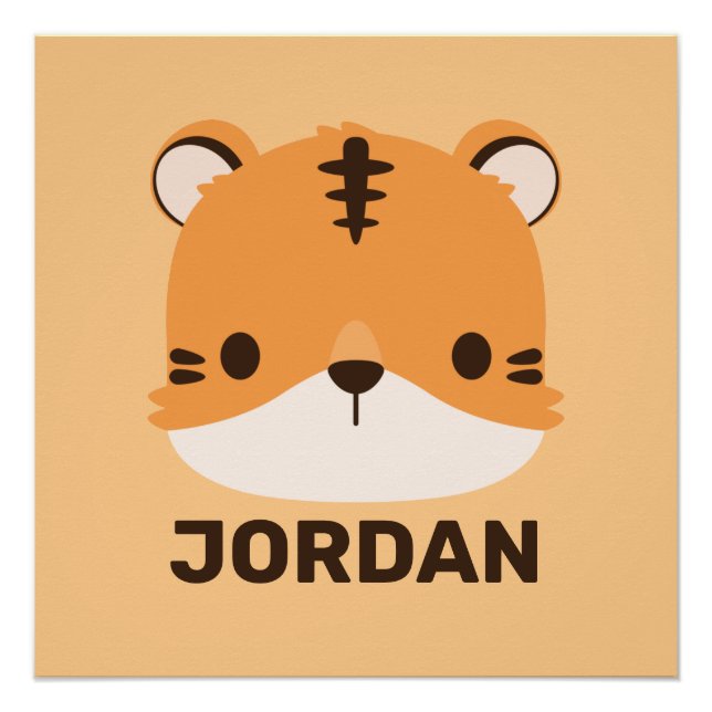 Niedliches Tiger mit Personalisiertem Namen Poster (Vorderseite)