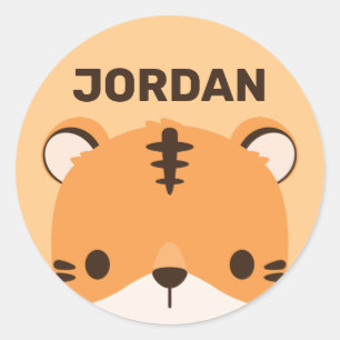 Niedliches Tiger mit Personalisiertem Namen Runder Aufkleber