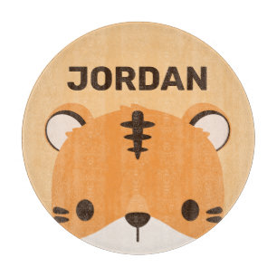 Niedliches Tiger mit Personalisiertem Namen Schneidebrett