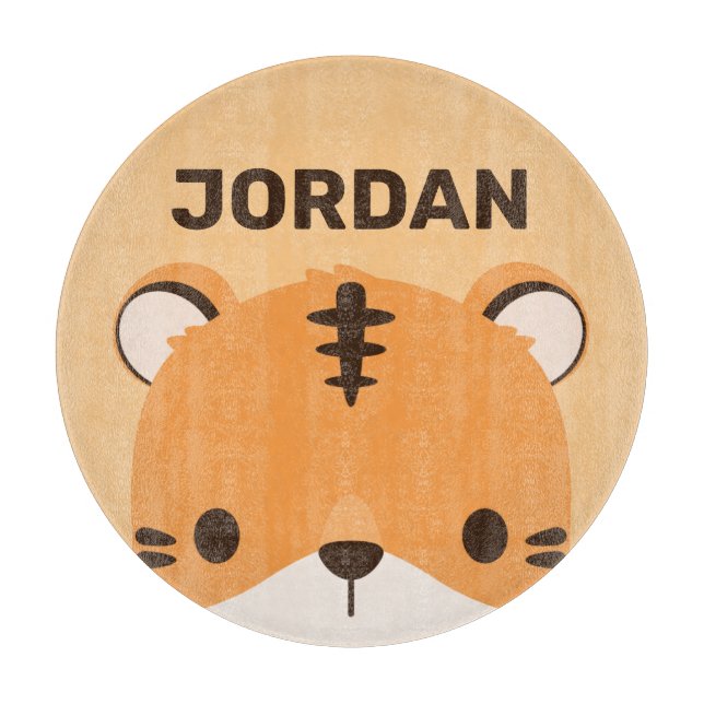 Niedliches Tiger mit Personalisiertem Namen Schneidebrett (Vorderseite)