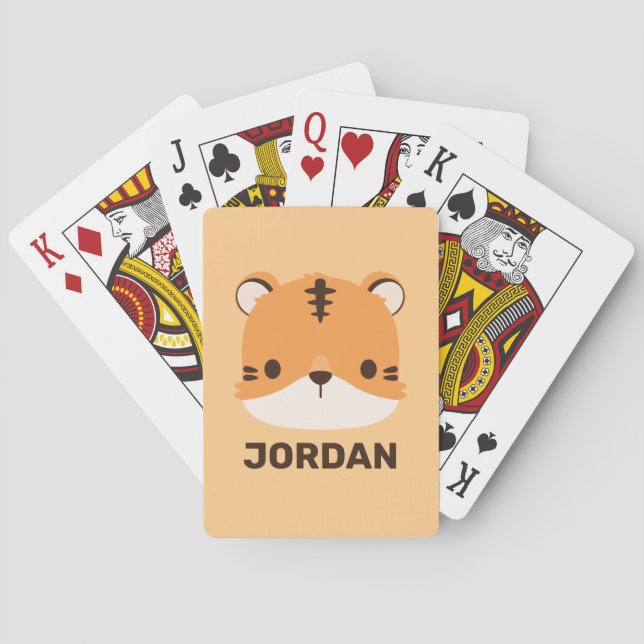 Niedliches Tiger mit Personalisiertem Namen Spielkarten (Rückseite)