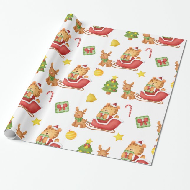 Niedliches Tiger-Wrapping-Papier Geschenkpapier (Ungerollt)
