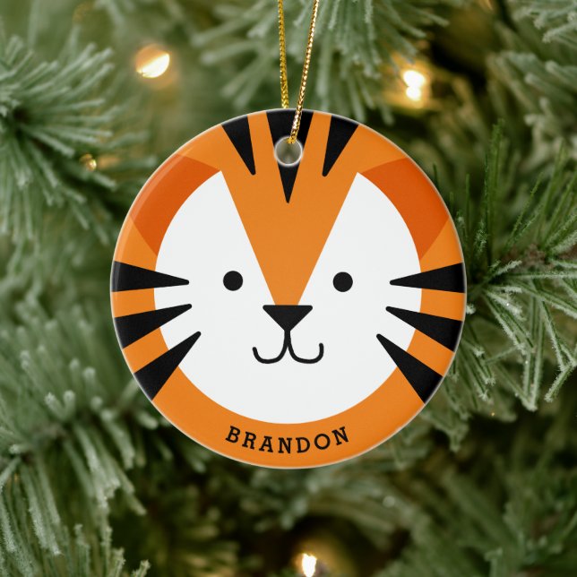 Niedliches Tigergefecht Keramik Kid Keramik Ornament (Baum)