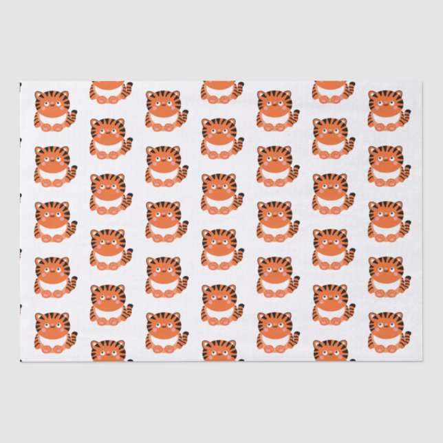 Niedliches Tigerpapier im kawaii-Stil Seidenpapier (Vorderseite)