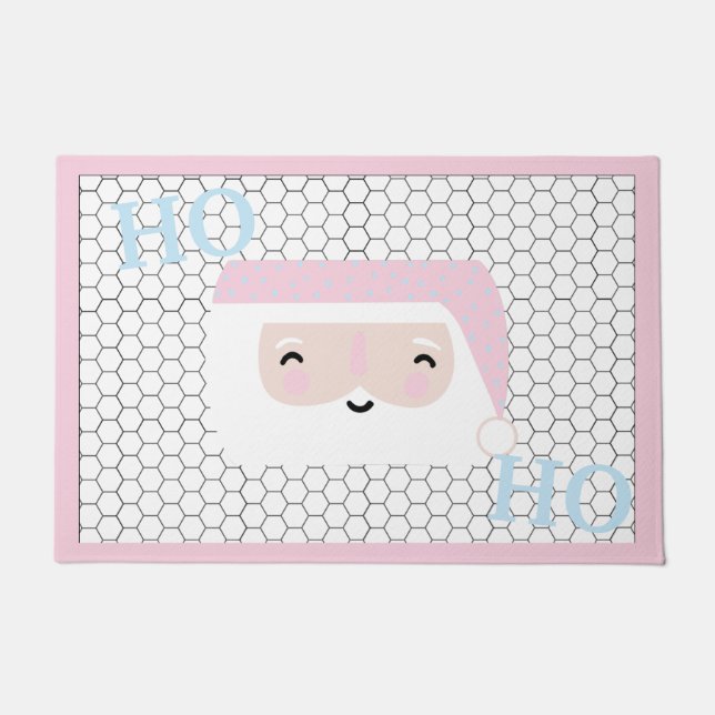 Niedliches Tile Design Pink Weihnachten Fußmatte (Vorderseite)