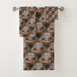 Niedliches Toad Face Animal Muster Badhandtuch Set