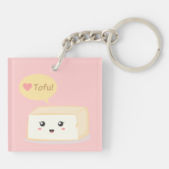 Niedliches Tofu frage Menschen zur Liebe Schlüsselanhänger (Rückseite)