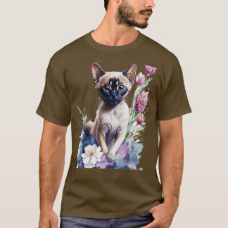 niedliches Tonkinese Kätzchen vor Blume lebendig T-Shirt