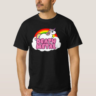 Niedliches Totenmetall Einhorn Regenbogen Schweres T-Shirt