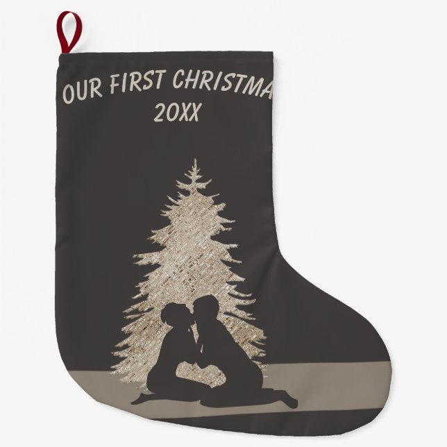 Niedliches Trendy First Christmas Großer Weihnachtsstrumpf (Vorderseite)