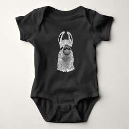 Niedliches trendy Grau-Weiß-Muster Lama Baby Strampler