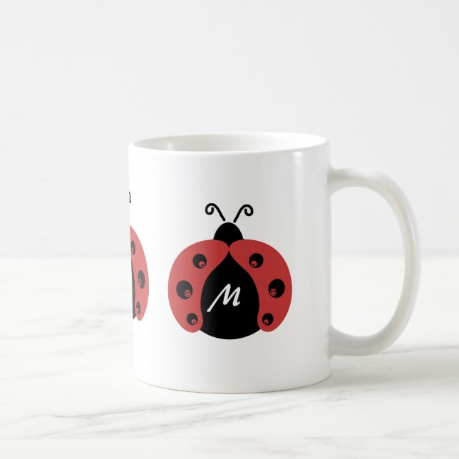 Niedliches trendy ladybug Monogramm Kaffeetasse (Rechts)