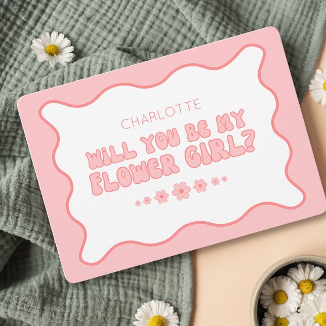 Niedliches trendy Pink Personalisiert Flower Girl  Karte (Von Creator hochgeladen)