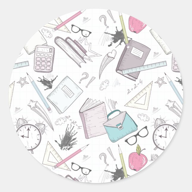 Niedliches trendy Teacher School Muster Runder Aufkleber (Vorderseite)