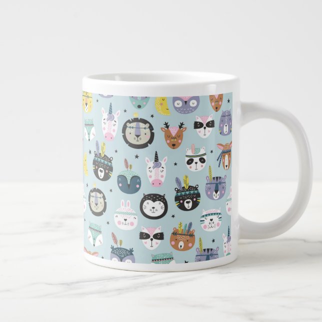 Niedliches Tribal-Gesichtsmuster Jumbo-Tasse (Rechts)