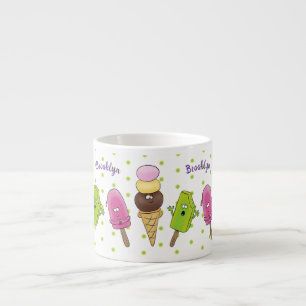 Niedliches Trio aus Cartoon-Eis Espressotasse