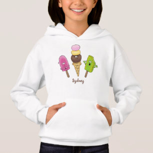 Niedliches Trio aus Cartoon-Eis Hoodie