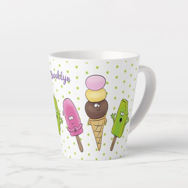 Niedliches Trio aus Cartoon-Eis Milchtasse (Rechte Ecke)