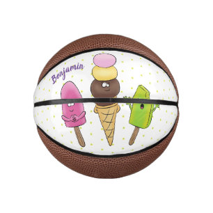 Niedliches Trio aus Cartoon-Eis Mini Basketball