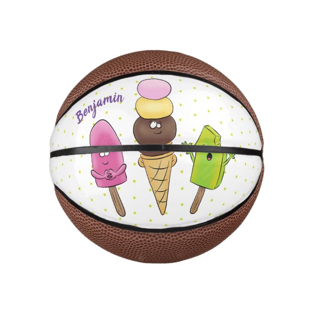 Niedliches Trio aus Cartoon-Eis Mini Basketball (Vorderseite)